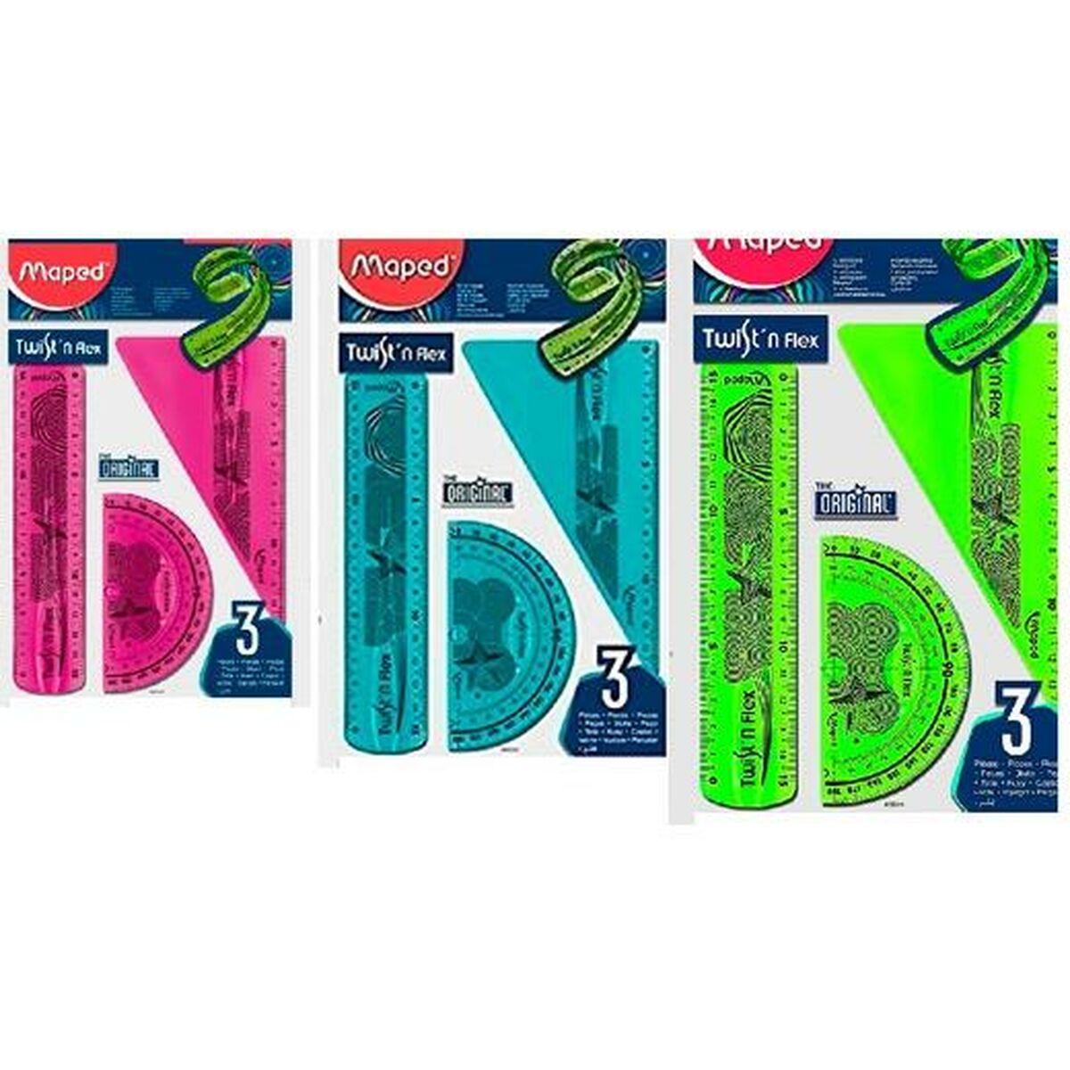 Seti di righelli Maped Twist'n Flex Original 3 Pezzi 10 Unità